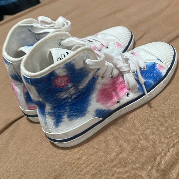 ISABEL MARANT BLUE/PINK MULTIPRINT HIGH TOP SNEAKERS - Picture 9 of 10